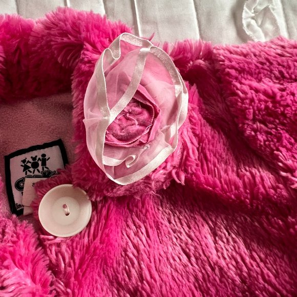 Corky and Company Vintage 4T Pink Floral Fluffy Coat - Picture 3 of 6